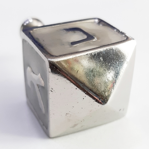 DREIDEL- Israel Dreidel Vintage Mother of Pearl Silver Hanukkah - Picture 5 of 9